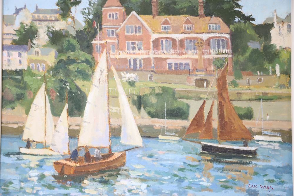 Eric Ward (1945-), oil on canvas, Salcombe Yacht Club, signed, 29 x 39cm